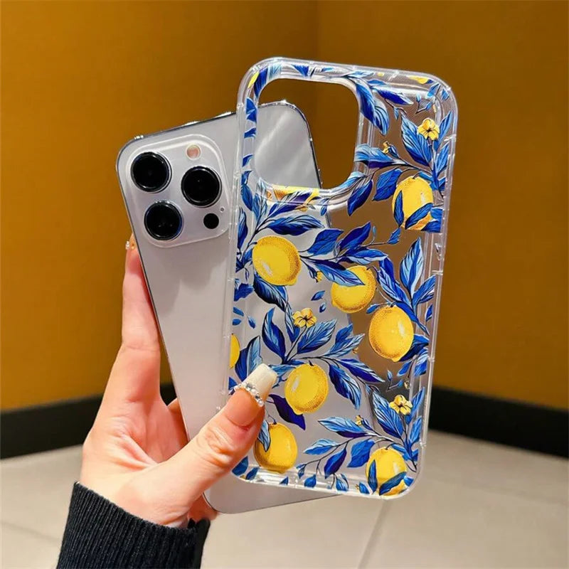 Summer Fresh Fruit Lemon Print TPU Phone Case for IPhone 16 17 15 14 13 12 11 Pro Max 16 Plus 17 Air Cushion Shockproof Cover