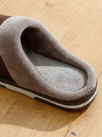 Men's Big Size Winter slippers Indoor PU Leather Home Waterproof Fluffy Casual Slides Men Bedroom Comfy Shoes Houseshoes