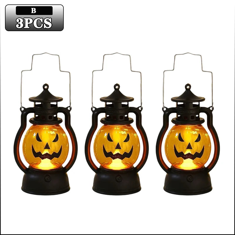Halloween Pumpkin Ghost Face Lamp Portable Skull Decoration Light for Bar Party Table Atmosphere Prop Halloween Decor Use
