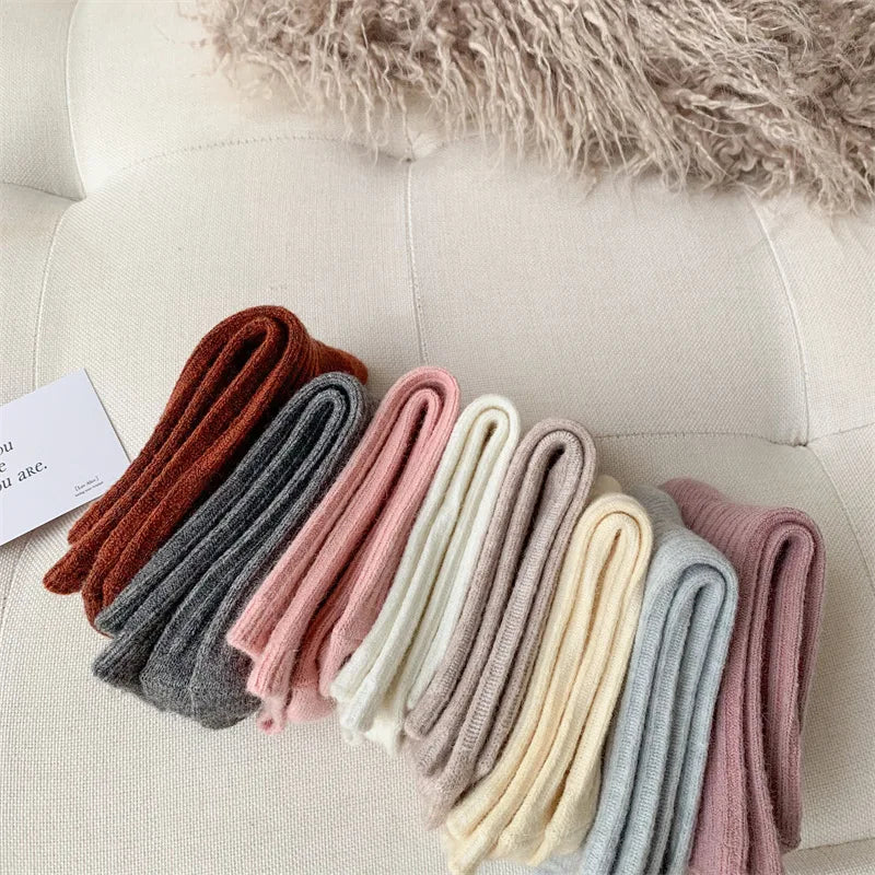 2024 New Winter  Cashmere Wool Women Socks  Casual japanese fashion Solid Color Thicker Long Sock Girls Thermal Warm Crew Sock