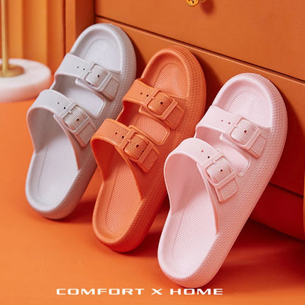 Fashion Buckle Thick Platform Slippers Women Home Soft Sole eva Cloud Slides Sandals Woman 2023 Summer Non Slip Beach Flip Flops