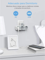 TESSAN EU Plug Power Strip with 3 AC Outlets +3 USB Ports, 6 In 1 Wall Charger Power Socket Adapter Overload Protection for Home