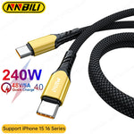 NNBILI 240W USB C Cable Power Wire QC4.0 for MacBook Samsung iPhone 15 16 USB C to C PD Cable 48V5A Fast Charging Type C Cable