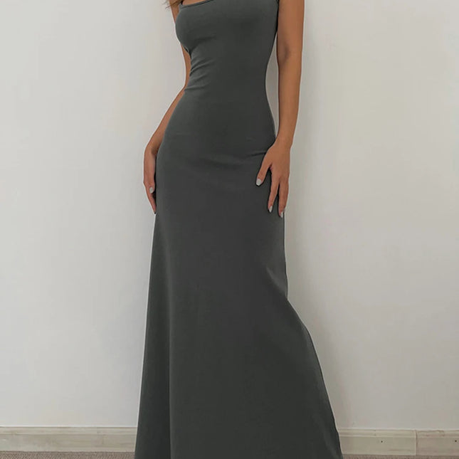 2025 Summer Women's New Fashion Simple Temperament Suspender Long Backless Slim Waisted Sexy Sweet And Spicy Casual Dresses