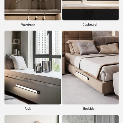 LED Cabinet Light USB Type-C Rechargeable Motion Sensor Led Lamp for Kitchen Wardrobe Cabinet Lighting 20cm/30cm/40cm/50cm/60cm