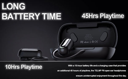 XINSRE Open Ear Headphones Bluetooth 5.3 Wireless Earbuds, True Wireless Over-Ear Headset with Adjustable Earhooks,55H Playtime