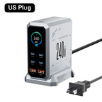 240W GaN Charger 6-IN-1 140W PD3.1 PPS USB Type C Digital Display Fast Charging Station for iPhone 16 15 MacBook Laptops Samsung
