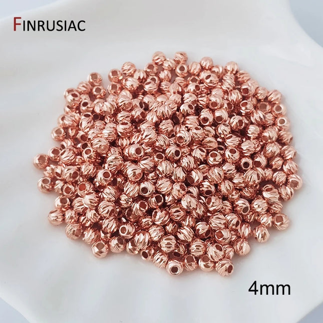 18K Gold Plated Brass Spacer Beads For Jewelry Making Materials,Separators For Beads, Striped Cut Flower Beads For Needlework