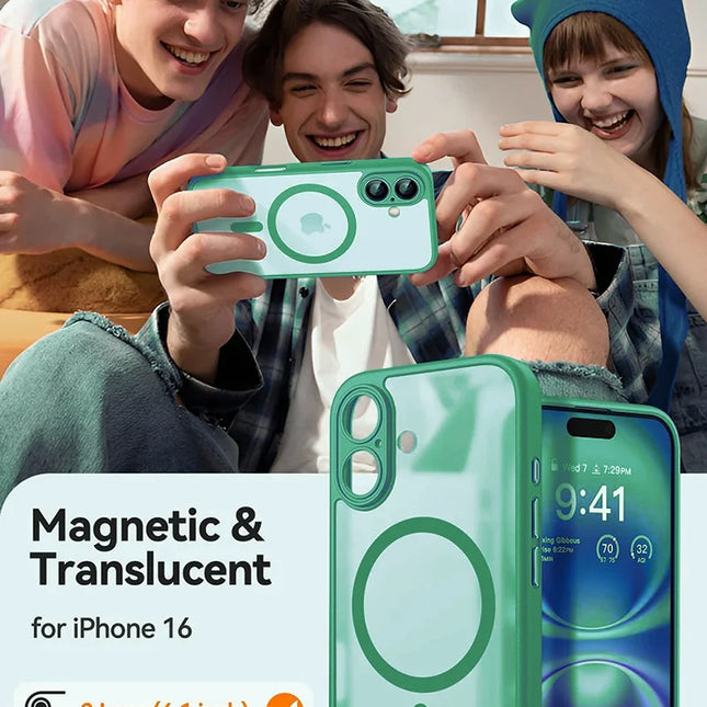 Magsafe Magnetic Luxury Armor Shockproof Case For iPhone 16 15 14 13 Pro Max Plus For Wireless Charge Cover Matte Translucent PC