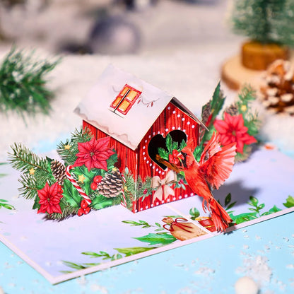 1pc Vintage Christmas Pop-Up Card, Merry Christmas Greeting Card with Massage Card and Envelop, Christmas Tree Santa Snowman