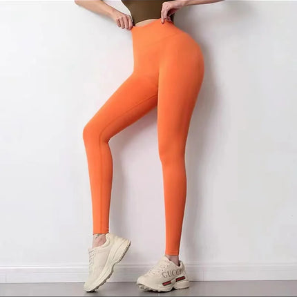 [Seamless Solid Color Yoga Leggings] Solid Color Seamless Yoga Leggings, High Waist Fitness Running Workout Sports Pants, Women'