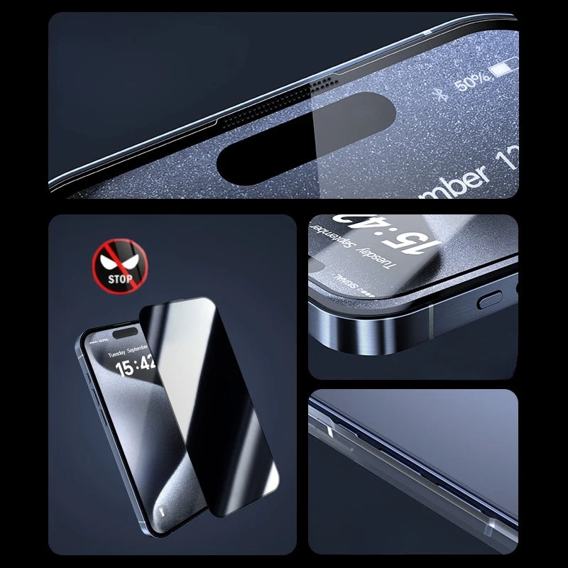 2Pcs Tempered Glass Easy install For iPhone 15 Pro Max 14Pro Full Cover Screen Protector Dust Free Installation For iPhone 15Pro