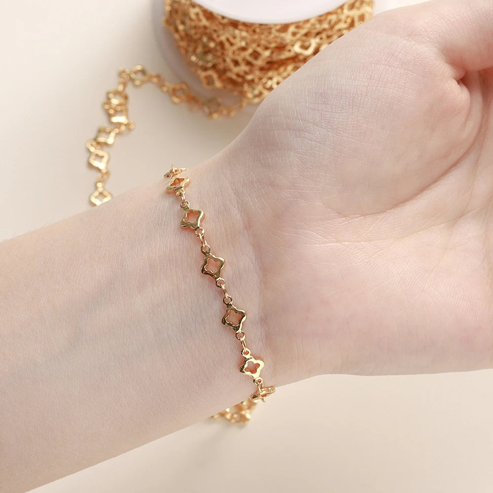 1Meter/Pack 5.5MM 14/18K Gold Plated Brass Rhombus Chain For Jewelry Making Necklace Bracelets Chain Jewelry Making Supplies