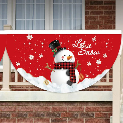 Christmas Fan-shaped Flag Banner Christmas Decoration for Home 2024 Christmas Ornament Xmas Navidad Noel Gift New Year 2025
