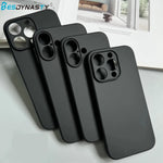 Luxury Full Black Silicone Matte Phone Case For iphone 17 Air 16 15 14 13 12 11 Pro Max 16 15 14 Plus Back Cover TPU Soft Case