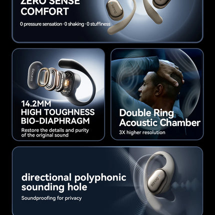 #Sanag C16S Bluetooth 5.4 Wireless Headphones Open Ear OWS Earphones HiFi Sound Headset APP Control TWS Earbuds 8 Hours Playback