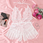 Women's Hollow Crotchless Bodysuit Slim Fit Erotic Mesh Lace Jumpsuit Bodysuit Summer Sexy Fashion Sleepwear Dress