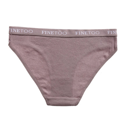 FINETOO 4Pcs Cotton Striped Underwear Women's Panties Letter Belt Briefs Ladies Low Waist Lingerie Solid Breathable Underpants
