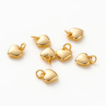 4pcs/lot 14K 18K Gold Plated Heart Charm with Jump Ring Necklace Making Supplies Solid Love Pendant For DIY Jewelry Accessories