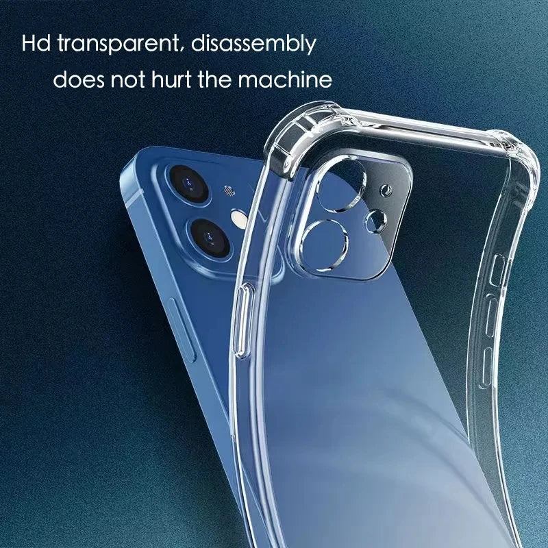 Shockproof Silicone Soft Airbags Case For iPhone SE 2020 2022 15 14 13 12 Mini 11 Pro Xs Max X XR 6 6s 7 8 Plus Clear Back Cover