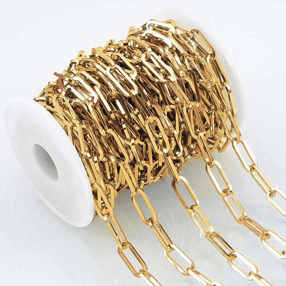 1M NO FADE Stainless Steel Square Link Chain for DIY Necklace Bracelet 6.5mm Rolo Cable Link Chains Jewelry Making Supplies Bulk