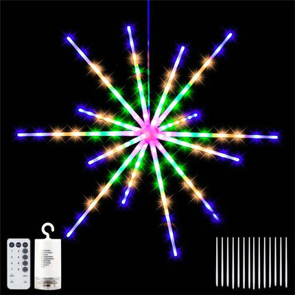 PAMNNY Battery Powered Starburst Firework Lamp Waterproof Christmas Garden String Light Garland for Wedding Party New Year Decor