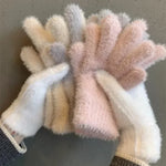Fashion Winter Mink Velvet Five Finger Gloves Plush Warm Cold-proof Gloves Women Outdoors Cycling Solid Color Wistiti Mittens
