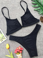 Splicing Denim V Shaped Thong Bikini Women Swimsuit Female Swimwear Two Pieces Bikini Set Bather Push Up Bathing Suit Swim Lady