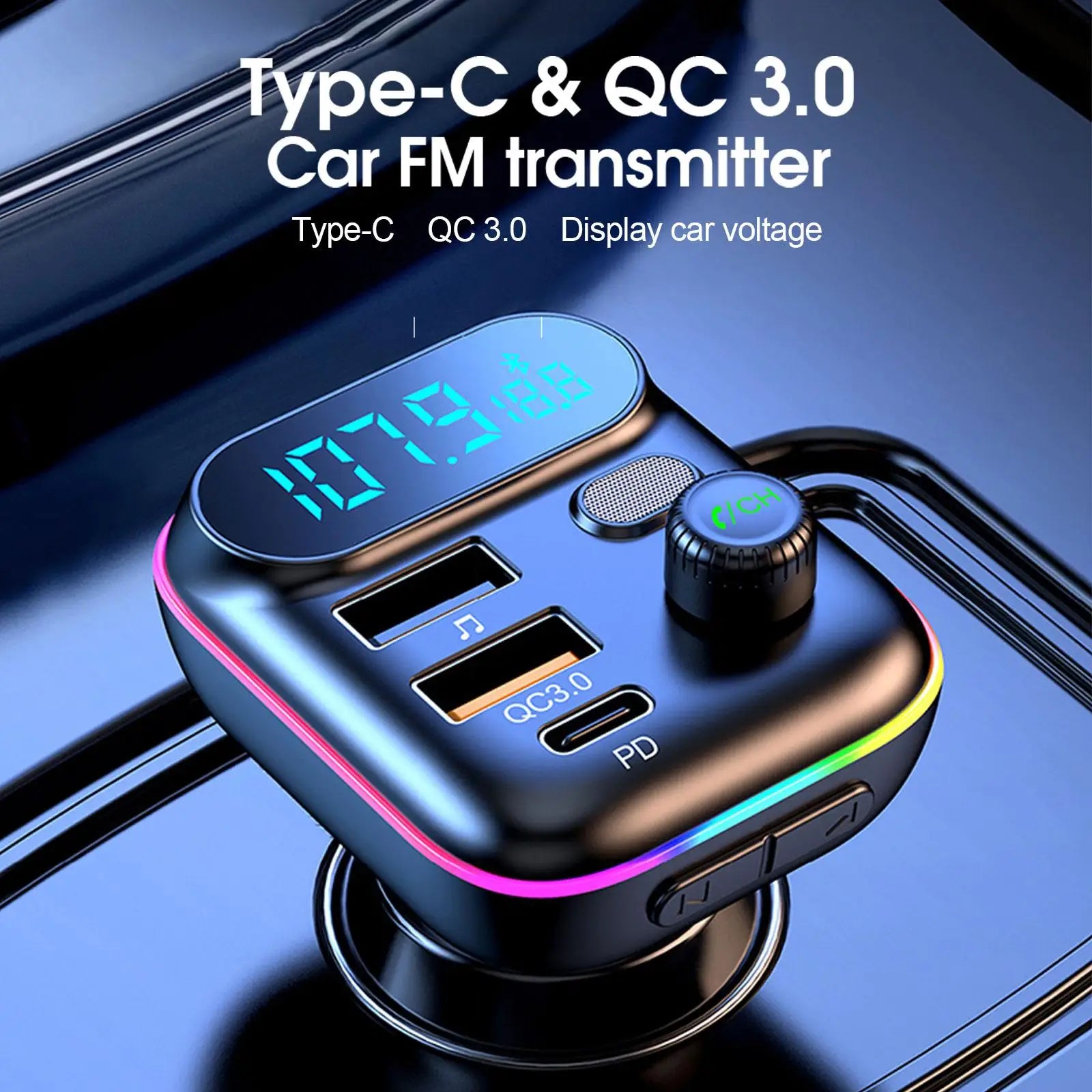 18W QC3.0 Fast Charge Bluetooth 5.0 FM Transmitter