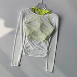 Sexy Mesh Slimming Yoga Suit for Women Gathering Together Sports Bra Fake Two Pieces of Quick Drying Training Pilates Cover Up