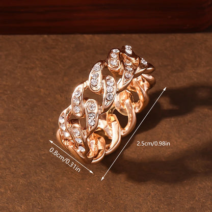 1PCS Neutral Ring Hip Hop Style Cuban Chain Fashion Trend Retro Ring