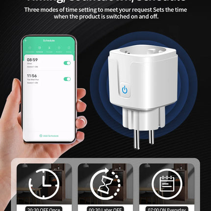Tuya WIFI Smart Socket EU 16A/20A Wifi/Zigbee Smart Plug With Power Monitoring Smart HomeVoice Control Support Google Home Alexa