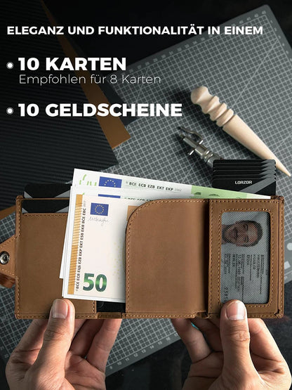 YATBEST Men's Leather Wallet With Coin Pocket AirTag Positioning Card Clip RFID Anti Magnetic Anti-Theft Card Swiping Bag