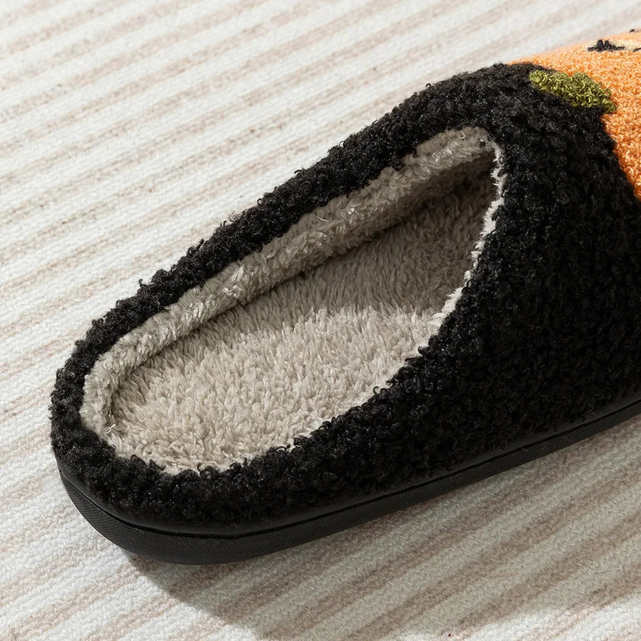 Cute Funny Halloween Women's Slippers Cartoon Pumpkin Indoor Warm Soft Sole Comfy Slipper Breathable Leisure Home Plush Shoes