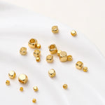 50pcs/lot 2-5mm 14K/18K Real Gold Plated Brass Square Spacer Loose Beads for DIY Jewelry Making Beads Accessories Findings