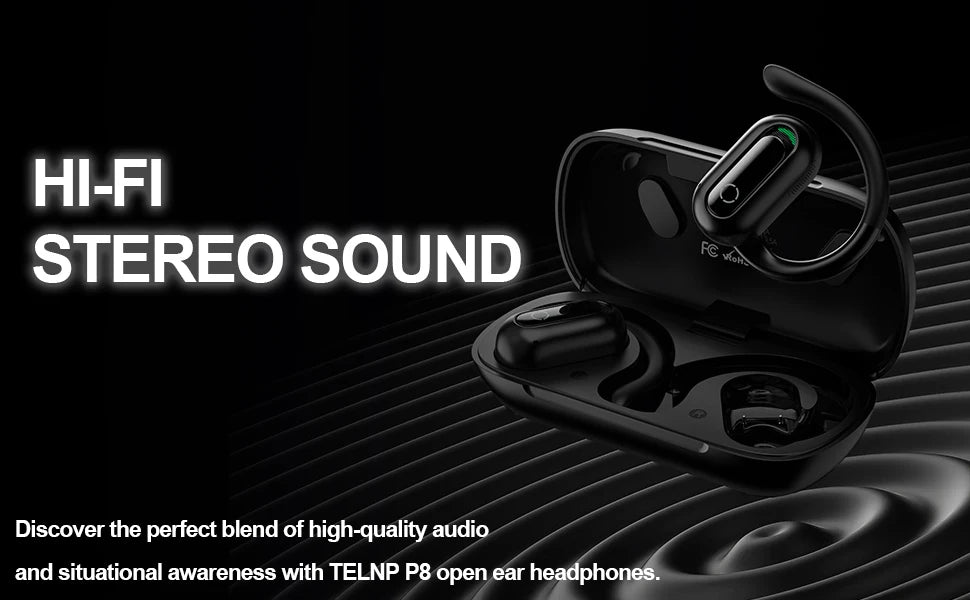 XINSRE Open Ear Headphones Bluetooth 5.3 Wireless Earbuds, True Wireless Over-Ear Headset with Adjustable Earhooks,55H Playtime
