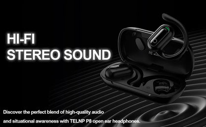 XINSRE Open Ear Headphones Bluetooth 5.3 Wireless Earbuds, True Wireless Over-Ear Headset with Adjustable Earhooks,55H Playtime