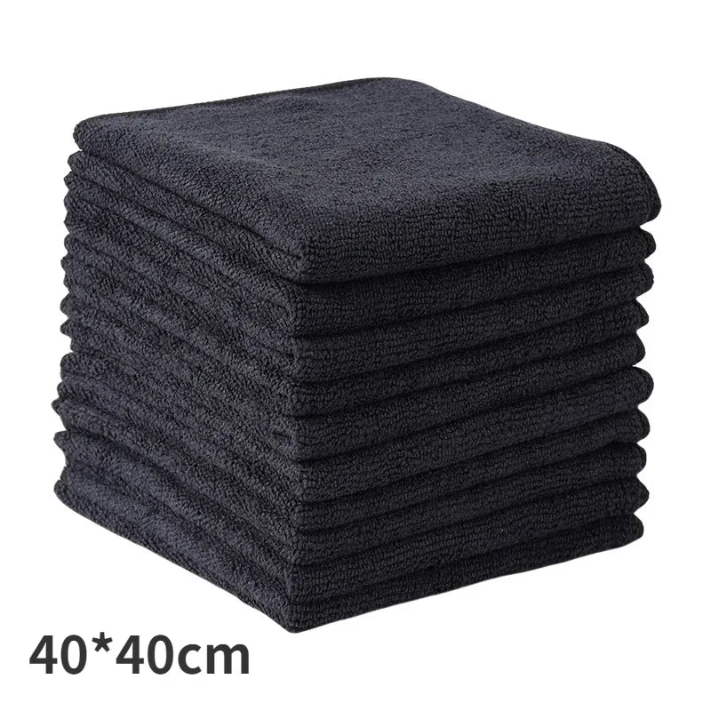 Black Thicken Microfiber Car Cleaning Towels Soft Quick Drying Windows Mirrors Wiping Rags Home Double Layer Clean Cloths