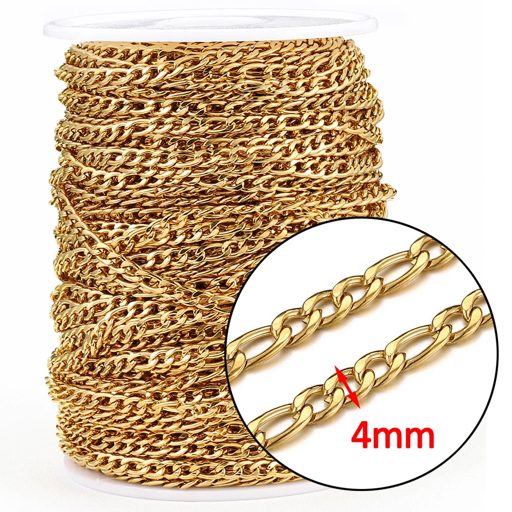 1meter Stainless Steel Necklace Chain for Jewelry Making DIY 1:3 NK Rolo Cable Link Curb Chains Thick Chain Bracelet Accessories