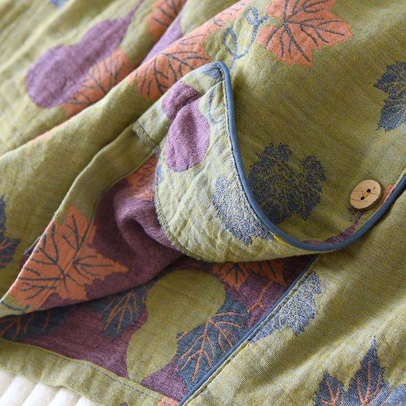 Japanese Spring and Autumn New Women's Pajama Set 100% Cotton Vintage Long Sleeved Pants Two Piece Set for Home Furnishings