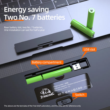 60% Wireless Mechanical Keyboard Bluetooth Dual Mode Hot-Swap Ziyoulang K68 Mini Keyboard 68-Key Red Switch for PC/IPhone iPad