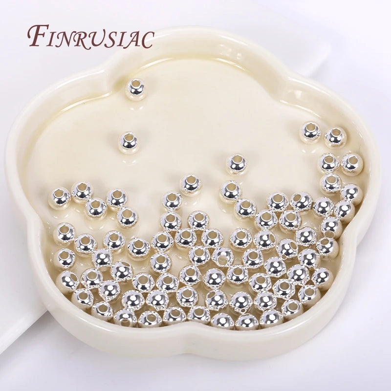 18K Gold Plated Separators For Bead,Spacers Beads For Jewelry Making,Brass Metal Round Beads,DIY Bracelets/Necklace Accessories