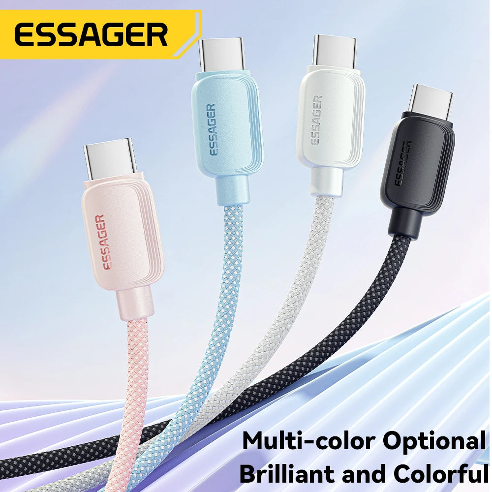 Essager 100W USB Type C To USB C Cable 5A PD Fast Charging Cable Type C Wire For Xiaomi Samsung Huawei Oppo Oneplus Macbook iPad