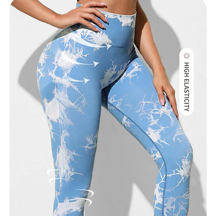 Tie Dye Yoga Pants Sport Leggings Women Seamless High Waist Push Up Woman Tights Fitness Workout Leggins Gym Clothing 2024 New