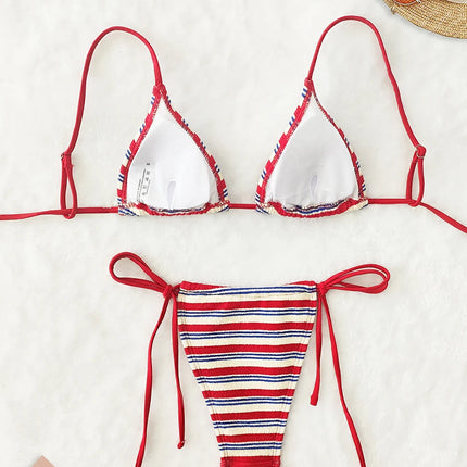 Women's Sexy Push-Up Two-Piece Swimsuit 2025 Bathing Suit Micro Beachwear Stripe Bikini Set Swimwear Trendy Mciro