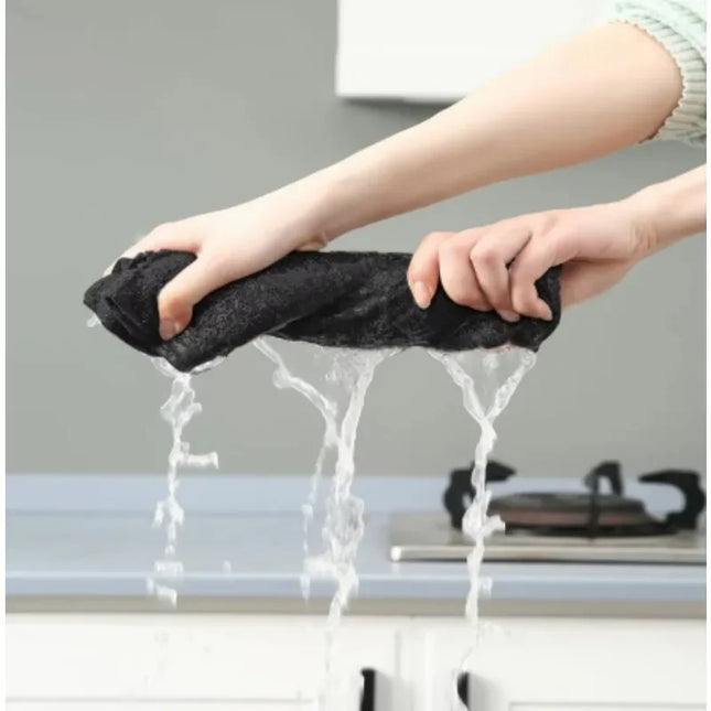 Black Thicken Microfiber Car Cleaning Towels Soft Quick Drying Windows Mirrors Wiping Rags Home Double Layer Clean Cloths