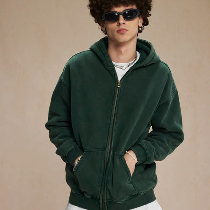 Batik fleece zippered hoodie