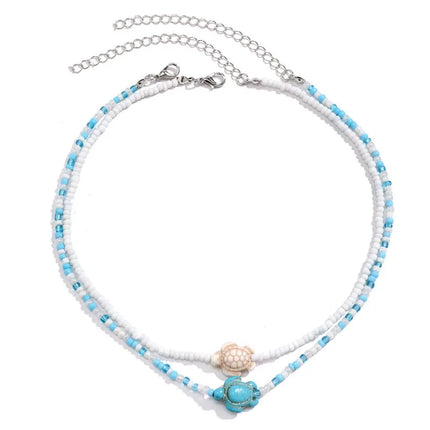 Tidepool Starfish Necklace - Surf & Beach Boho Jewelry Starfish Turtle Beaded Choker Necklaces, Adjustable Necklaces, Ocean Gift