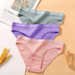 FINETOO 4Pcs Cotton Striped Underwear Women's Panties Letter Belt Briefs Ladies Low Waist Lingerie Solid Breathable Underpants