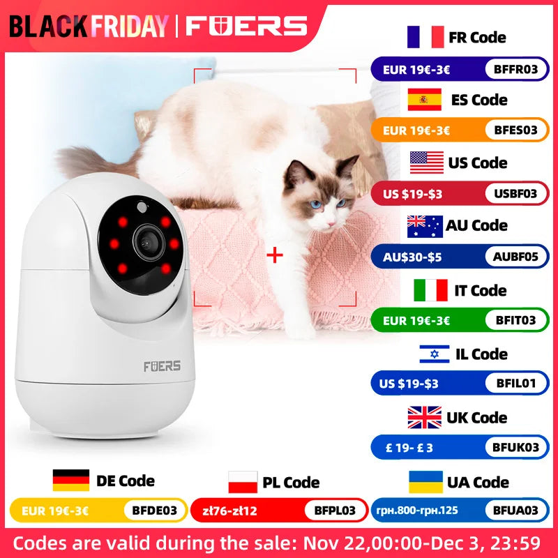 Fuers 5MP WiFi Camera Tuya Smart Home Indoor Wireless IP Surveillance Camera AI Detect Automatic Tracking Security Baby Monitor